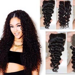 20" 4X4 Brazilian Human Hair Deep Wave 3 Part  Lace Closure